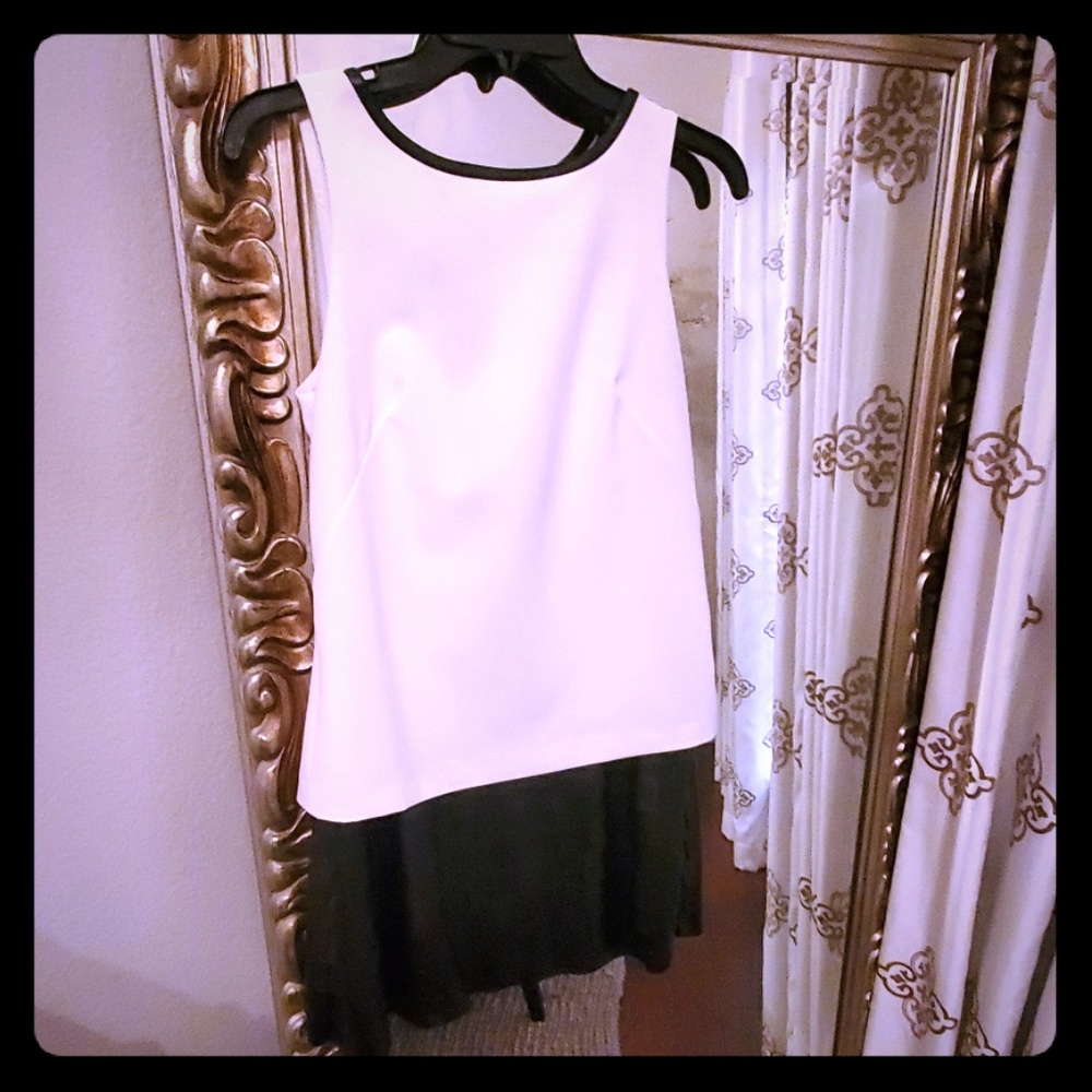 Faux leather trim mini dress